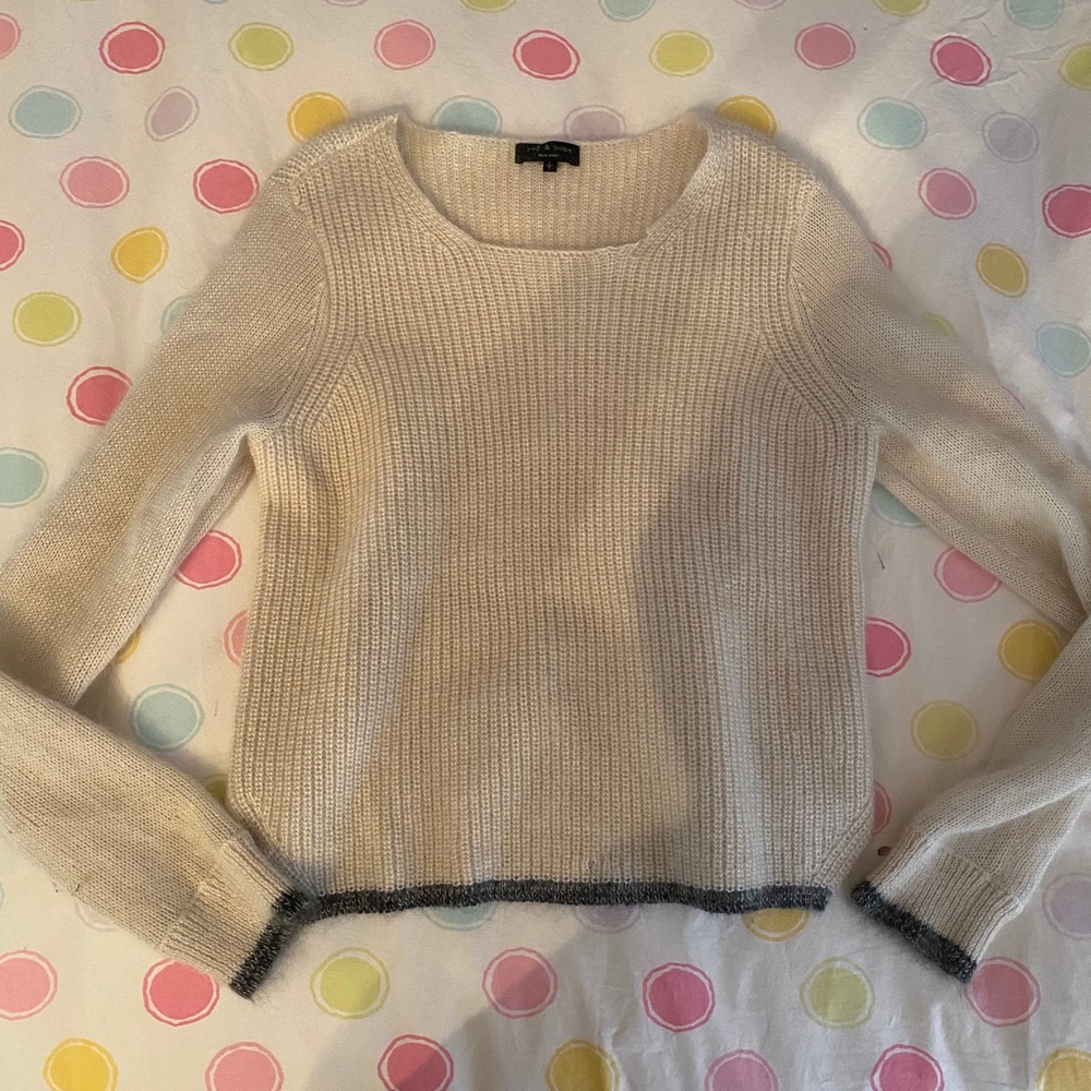 Rag and Bone white 100% cashmere sweater